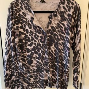 Ann Taylor Purple Leopard Print Cardigan